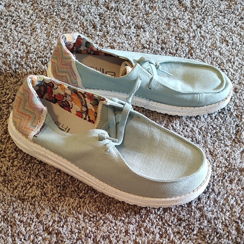 Teal Wendy Size 9 Women's Hey Dude! Burlap Rainbow Cheveron Back